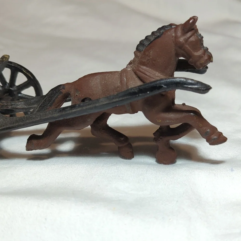 Vintage Cast Iron Horse Drawn Carriage with Driver and Rider